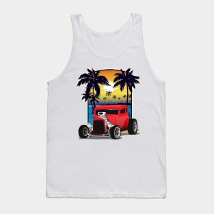 Red 1932 Chevy 5 Window Coupe Hot Rod California Beachin Print Tank Top